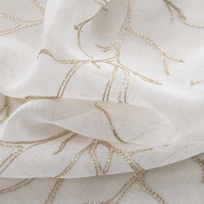 RT Designers Collection Lucia Embroidery Doily Grommet Sheer Curtain Panel Pair Taupe