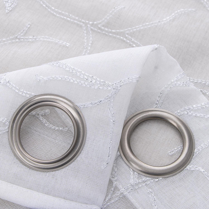 RT Designers Collection Lucia Embroidery Doily Grommet Sheer Curtain Panel Pair White