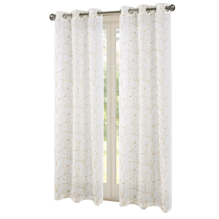 RT Designers Collection Lucia Embroidery Doily Grommet Sheer Curtain Panel Pair Taupe