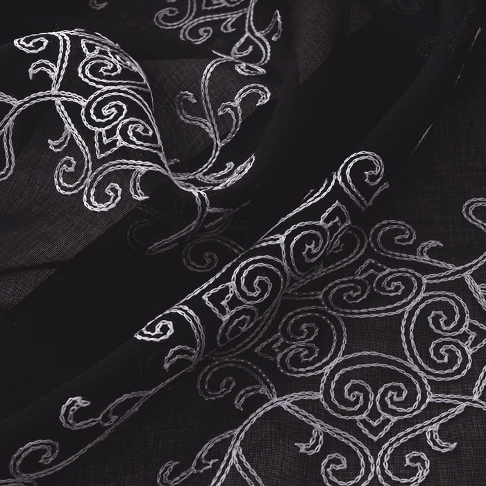 RT Designers Collection Sheryl Embroidery Dorly Grommet Curtain Panel Pair 36" x 84" Black