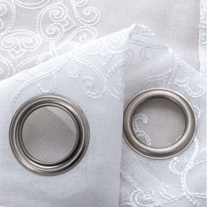 RT Designers Collection Sheryl Embroidery Dorly Grommet Curtain Panel Pair 36" x 84" White