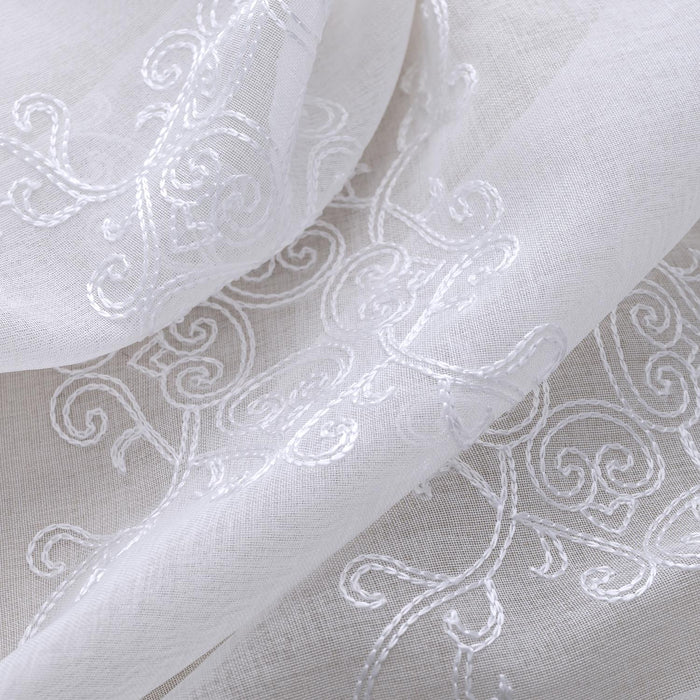 RT Designers Collection Sheryl Embroidery Dorly Grommet Curtain Panel Pair 36" x 84" White