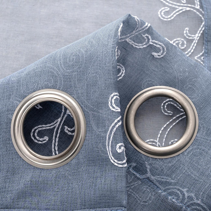 RT Designer Collection Sheryl 2 Pack Embroidered Dorly Luxurious Decorative Grommet Curtain Panel 36" x 96" Slate Blue