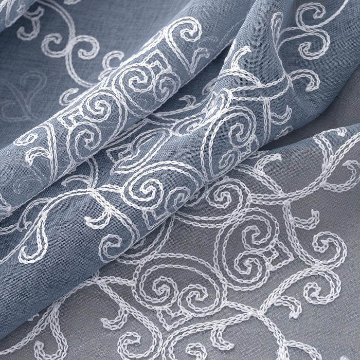RT Designer Collection Sheryl 2 Pack Embroidered Dorly Luxurious Decorative Grommet Curtain Panel 36" x 96" Slate Blue