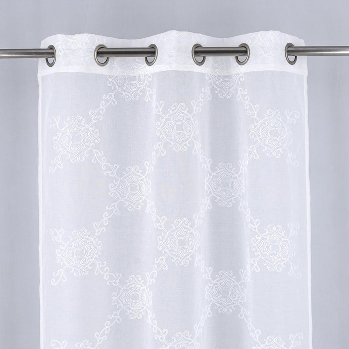 RT Designer Collection Sheryl 2 Pack Embroidered Dorly Luxurious Decorative Grommet Curtain Panel 36" x 96" White