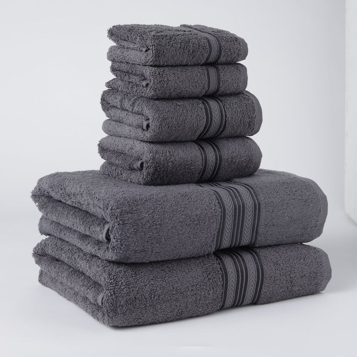 Plazatex All Season Towel Set Soft and Absorbent Fabric for Bathroom Needs 6 Piece  Grey