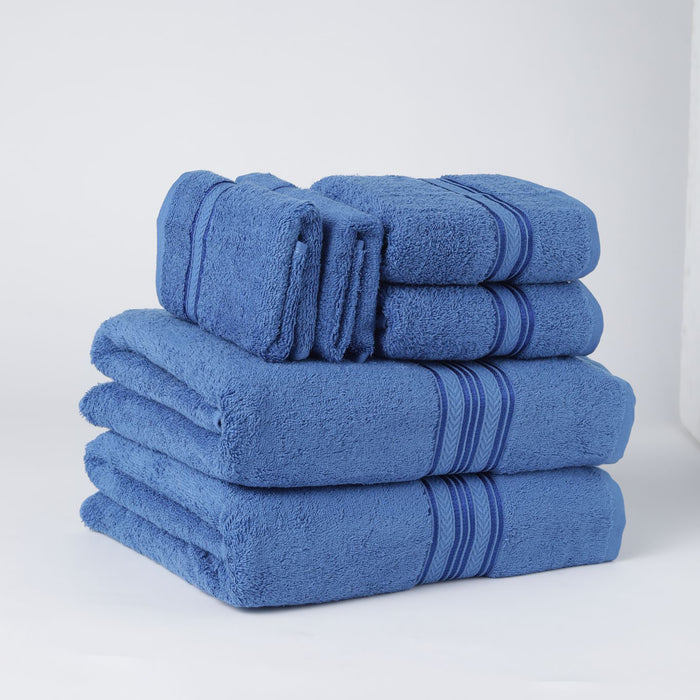 Plazatex Luxurious All Season Towel Set Durable and Breathable Material 6 Piece Navy