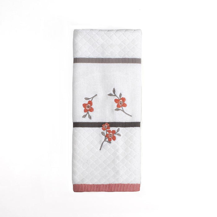 SKL Home Saturday Knight Ltd Coral Gardens Floral Spays Woven Textured Hand Towel - 26 X 16", Ivory
