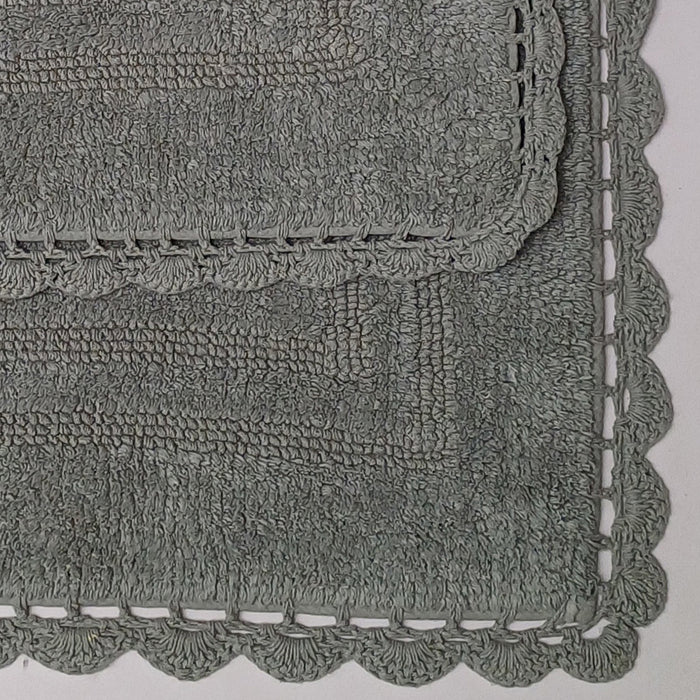 RT Designers Collection Adamo 2 Pieces Premium Cotton Anti Skid Bath Rug Set Grey