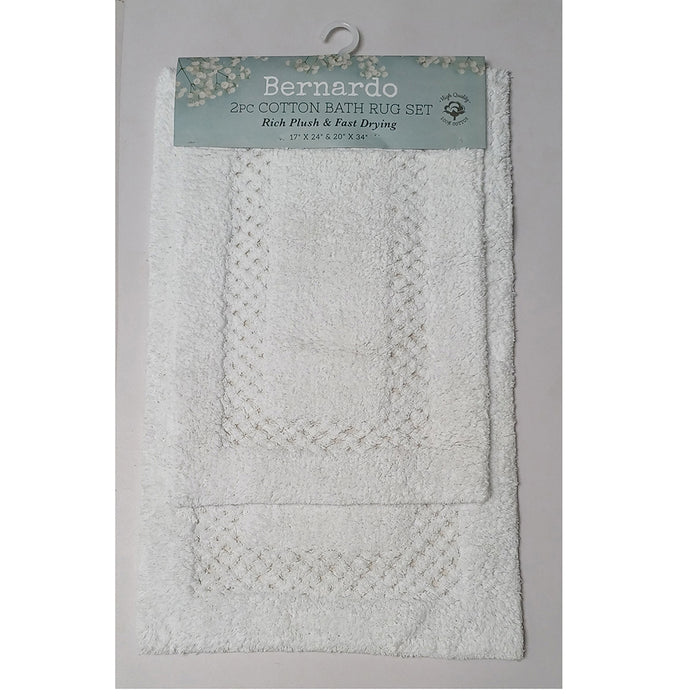 RT Designers Collection Bernardo 2 Pieces Premium Cotton Anti Skid Bath Rug Set White