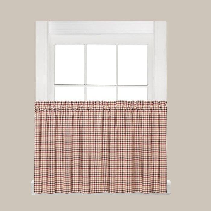 Saturday Knight Ltd Dexter Collection Fresh Dyed Gingham Look Window Tiers With 1.5" Rod Pocket - 2 Piece - 57x36", Red