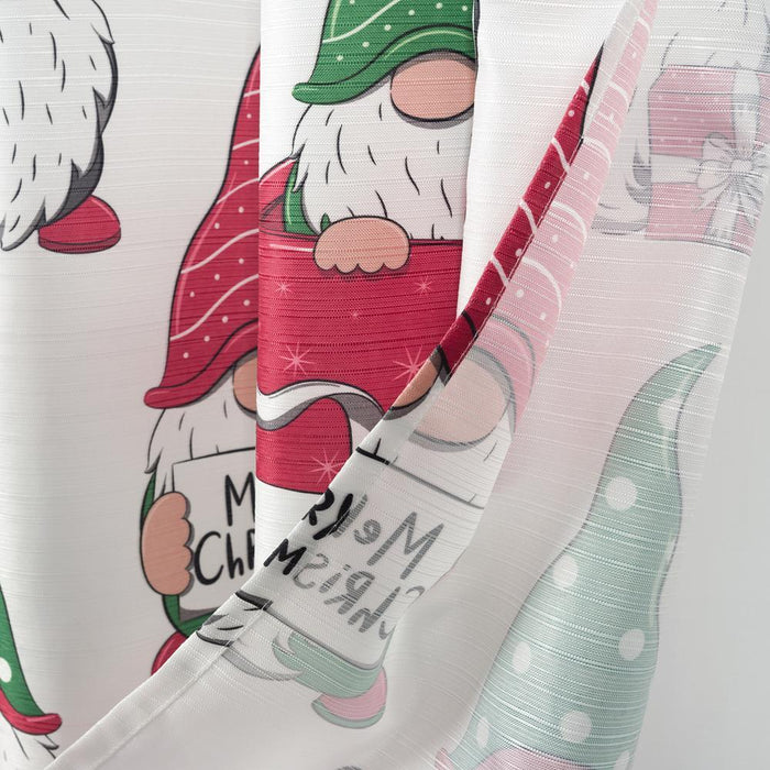 RT Designers Collection Christmas Gnomes Slub Shower Curtain 70" x 72" White