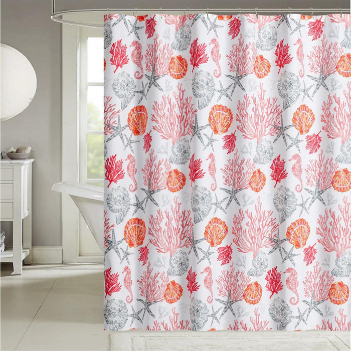 RT Designers Coastal Shells Printed Shower Curtain - 70x72", Coral