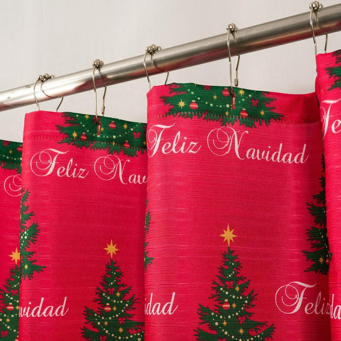 RT Designers Collection Christmas Tree Slub Shower Curtain 70" x 72" Red/Green