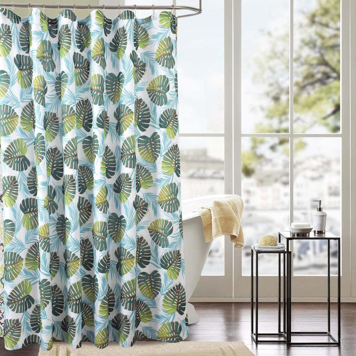 RT Designers Collection Classic Fern 70 x 72 in. Printed Shower Curtain, White/Green/Orange/Turquoise/Lime
