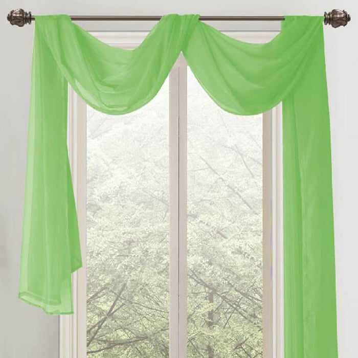 Celine Sheer 55 x 216 in. Sheer Curtain Scarf Valance Neon Green
