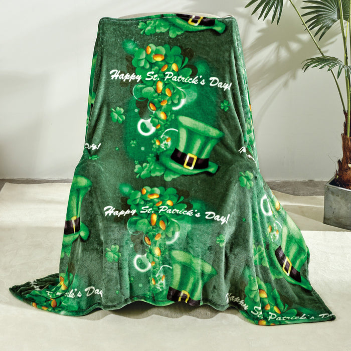 St. Patrick's Day Micro Plush All Season Throw Blanket 50" x 70" Green by Plazatex