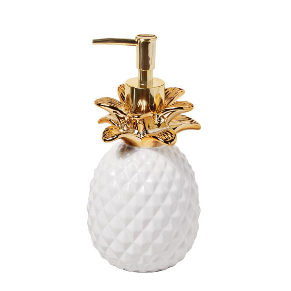 Saturday Knight Ltd Gilded Pineapple 3D Bath Lotion Or Soap Dispenser - 7.96x3.76x3.76", Gold