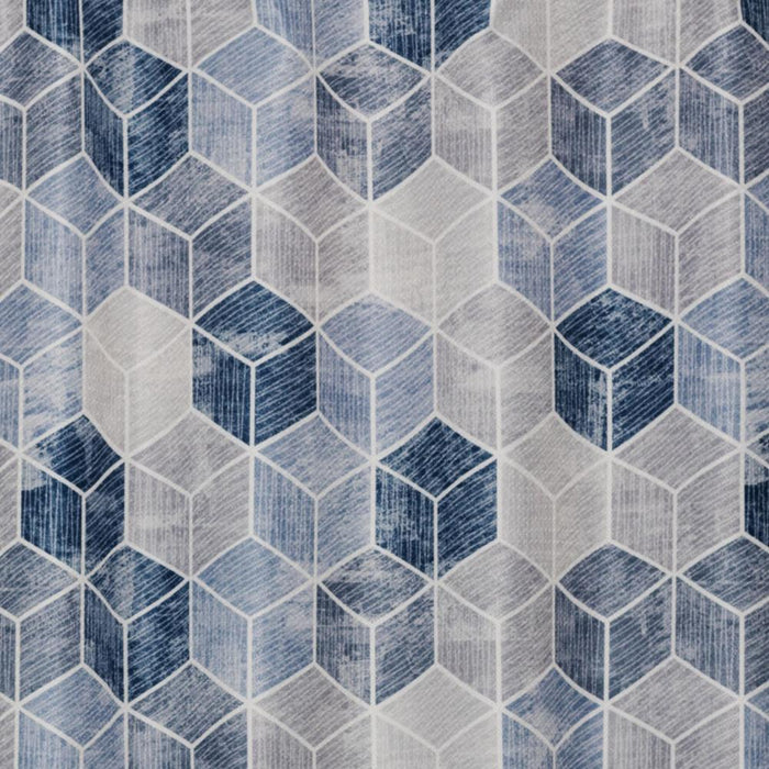 Saturday Knight Ltd Cubes Collection Easily Fit 3D Geometric Cube Design Shower Curtain With 12 Eyelet Holes - 70x72", Blue