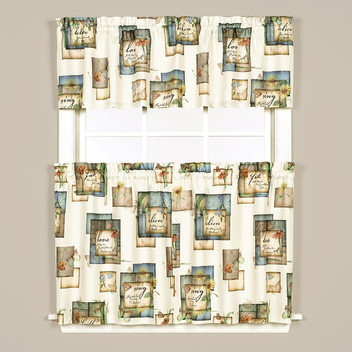 SKL Home Saturday Knight Ltd Nature's Hope Flowers And Butterflies Printed 24" Tier Pair Window Curtains - Multi