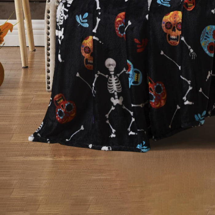 RT Designer's Collection Halloween Rock n Roll Printed Flannel Throw Blanket 50" x 70" Multicolor
