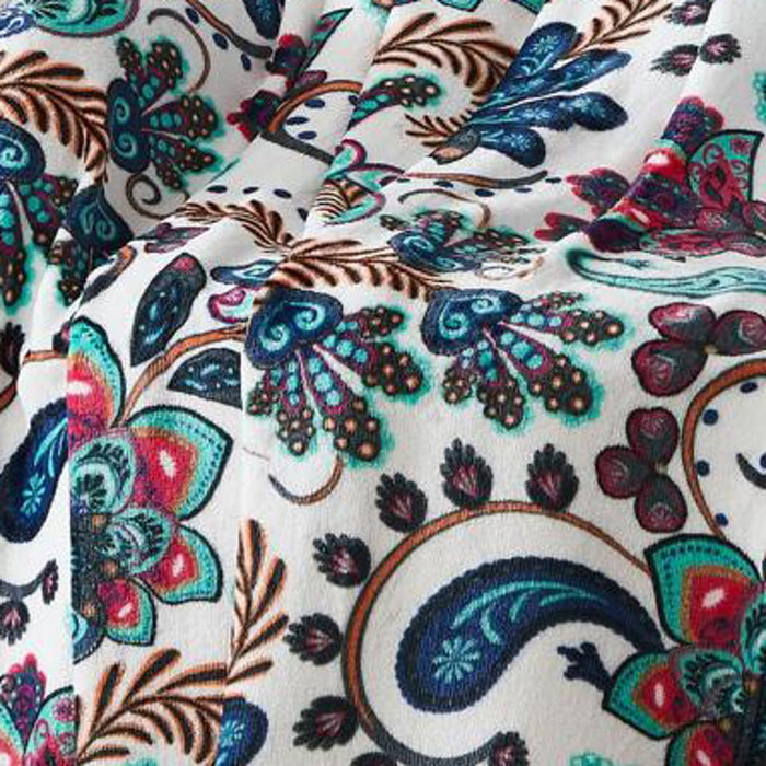 Oliva Gray Jacobean Printed Flannel Throw - 50x60" Multi