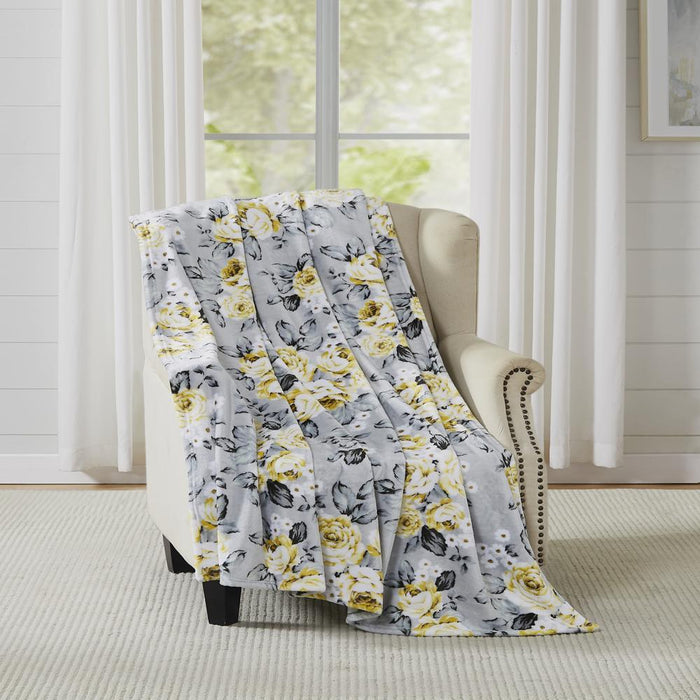 RT Designer's Collection Kallan Printed Premium & Soft Flannel Throw Blanket 50" x 60" Grey