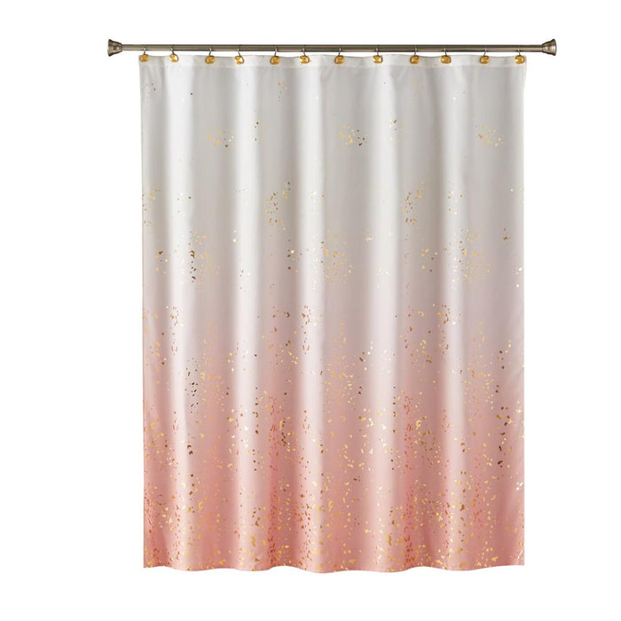 Saturday Knight Ltd Splatter Metallic Gold Accents Fabric Bath Shower Curtain - 70x72", Pink