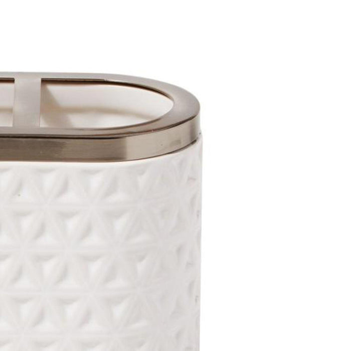 Saturday Knight Ltd Geo Embossed Pattern Bath Toothbrush Holder - 4.24x2.67x4.18", Natural