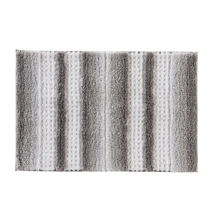 Saturday Knight Ltd Stripe Fade Soft With Squares Pattern Sculpted Bath Rug - 20x30", Silver
