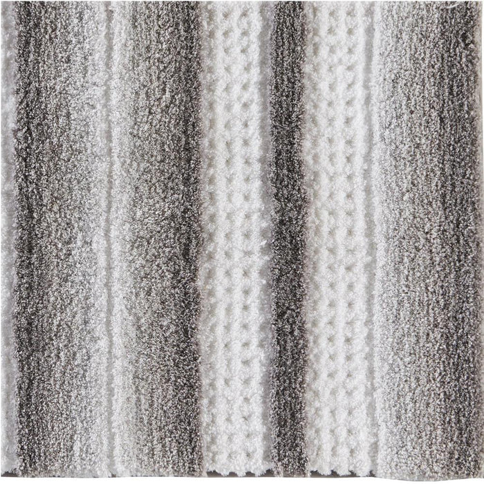 Saturday Knight Ltd Stripe Fade Soft With Squares Pattern Sculpted Bath Rug - 20x30", Silver