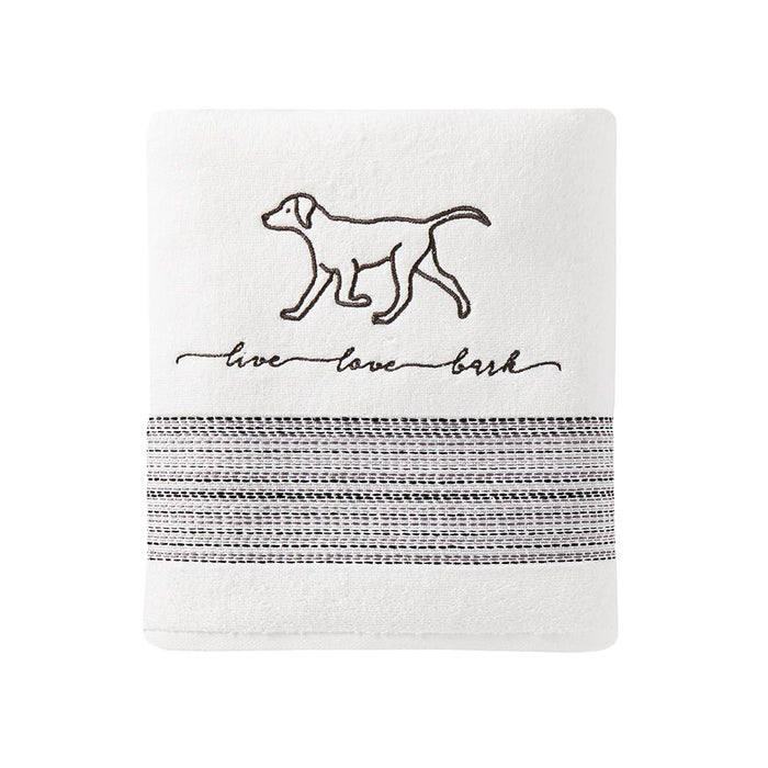 SKL Home Saturday Knight Ltd Fur Ever Friends Contemporary Simplistic Style Bath Towel - 27x50", White