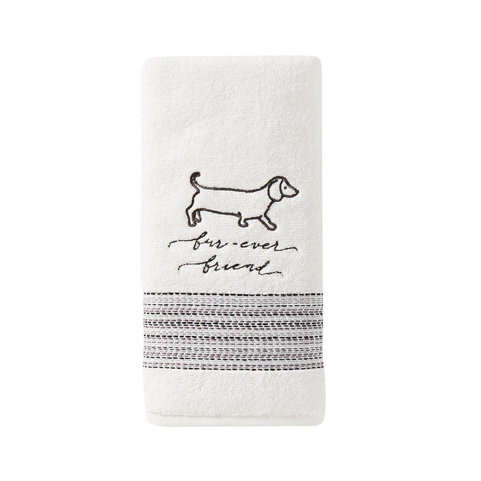 SKL Home Saturday Knight Ltd Fur Ever Friends Contemporary Simplistic Style Hand Towel - 16x26", White