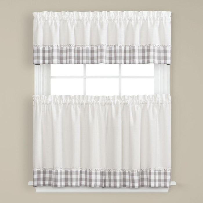 SKL Home Cumberland Traditional Design 36" Tier Pair Curtain With 1.5" Rod Pocket - 57x36", Dove Gray