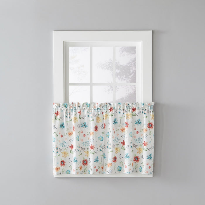 SKL Home Saturday Knight Ltd Floral Dance Cheerful Scatter Print Tier Pair Curtain With Rod Pocket Multi