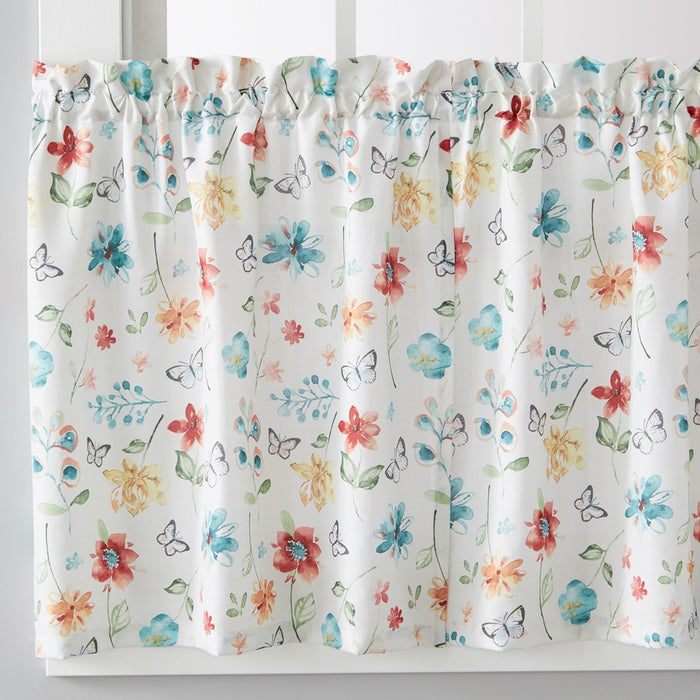 SKL Home Saturday Knight Ltd Floral Dance Cheerful Scatter Print Tier Pair Curtain With Rod Pocket Multi