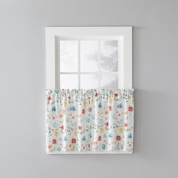SKL Home Saturday Knight Ltd Floral Dance Cheerful Scatter Print Tier Pair Curtain With Rod Pocket Multi
