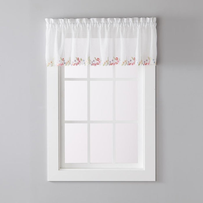 SKL Home Sweet Stems Floral Embroidery Window Valance - 60x14", White