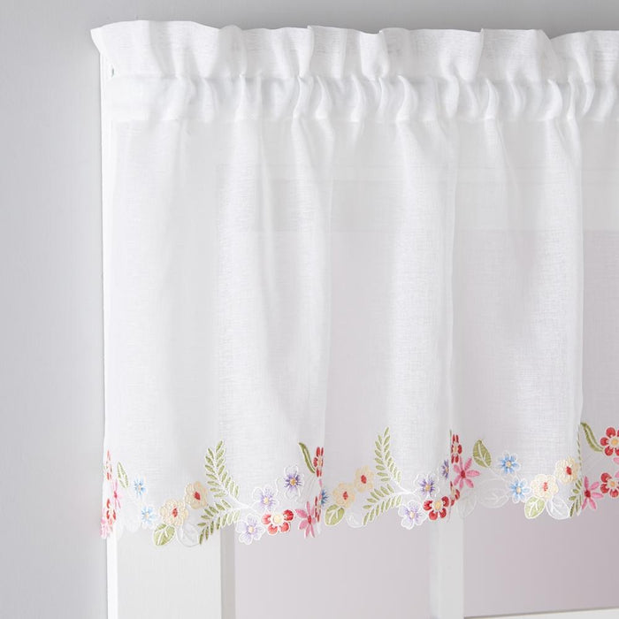 SKL Home Sweet Stems Floral Embroidery Window Valance - 60x14", White