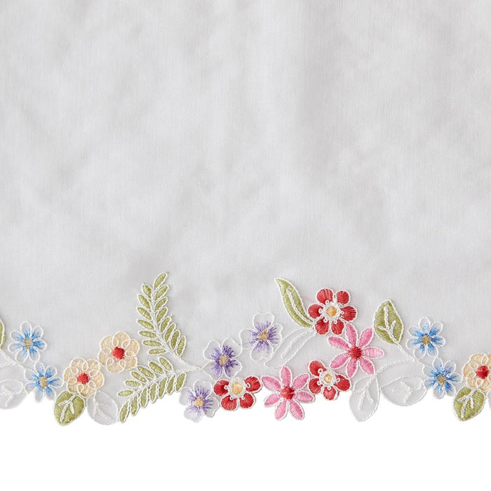 SKL Home Saturday Knight Ltd Sweet Stems Floral Embroidery 36" Tier Pair - 60 x 36, White