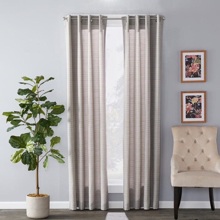 SKL Home Saturday Knight Ltd Maeve Sophisticated Yarn Dyed Woven Horizontal Pattern SunSafe Window Panel - Gray