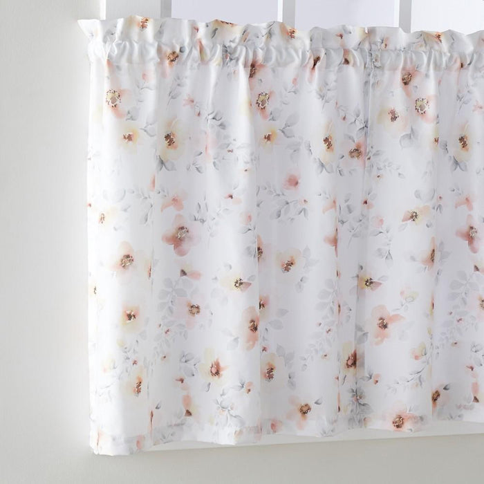 SKL Home Saturday Knight Ltd Blushing Blooms Watercolor Printed Window Tiers Curtain - 2-Piece - Blush