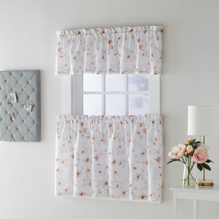 SKL Home Saturday Knight Ltd Blushing Blooms Watercolor Printed Window Tiers Curtain - 2-Piece - Blush
