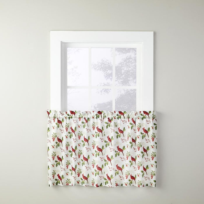 SKL Home Saturday Knight Ltd Cardinals And Berries Nature Themed Decorating Window Tier Curtains - Multi