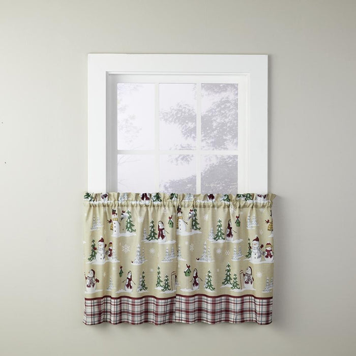 SKL Home Saturday Knight Ltd Joyful Snowfriends Appealing And Quaint Charm Tier Pair Window Curtain - Natural