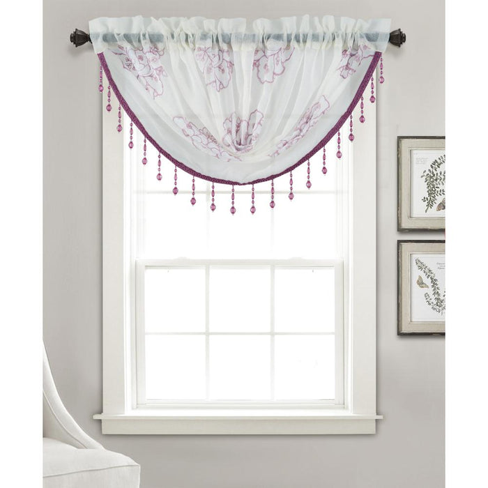 Olivia Gray Bergen Floral Embroidered 47 x 37 in. Swag Valance in Lilac