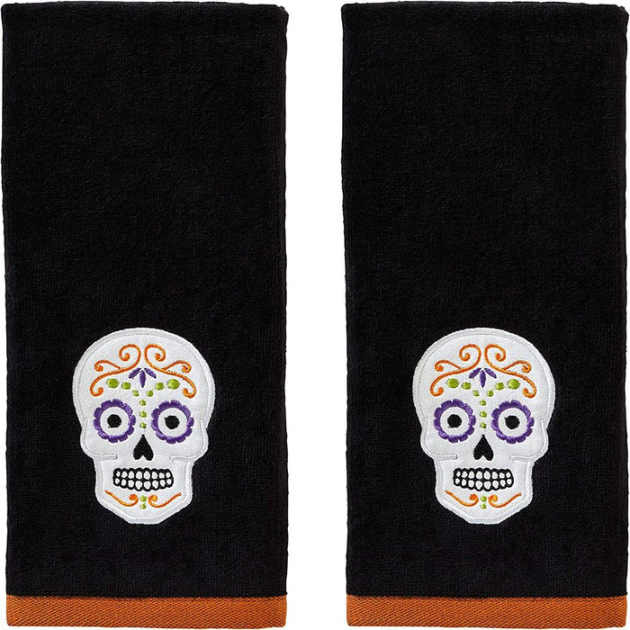 SKL Home Sugar Skull Hand Towel (2-Pack), Black, (16 x 25)