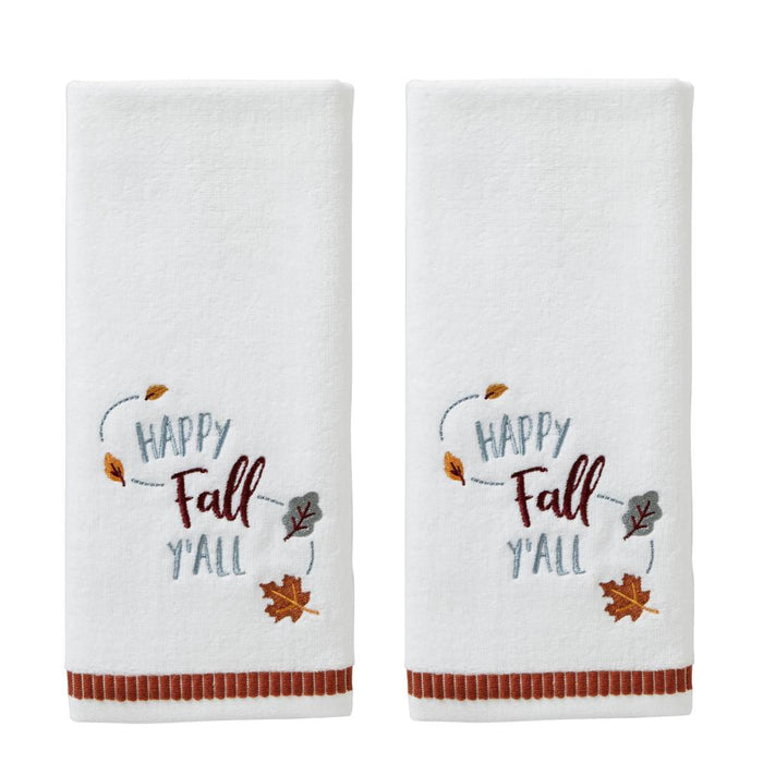 SKL Home Saturday Knight Ltd Happy Fall Yall Hand Towel - (2-Pack) - 16x25", Optic White