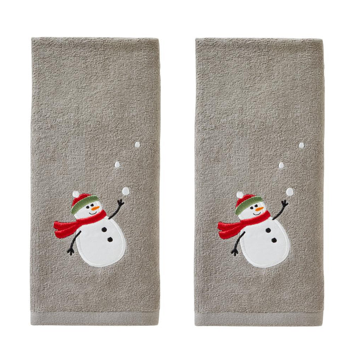 SKL Home Saturday Knight Ltd Snowman With Snowballs Hand Towel - (2-Pack) - 16x25", Gray