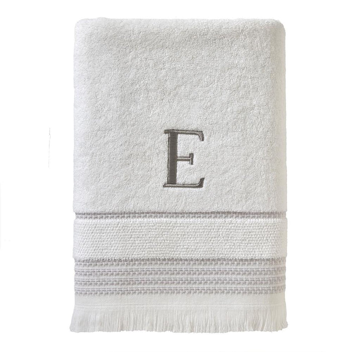 SKL Home By Saturday Knight Ltd Casual Monogram Bath Towel E - 28X54", White